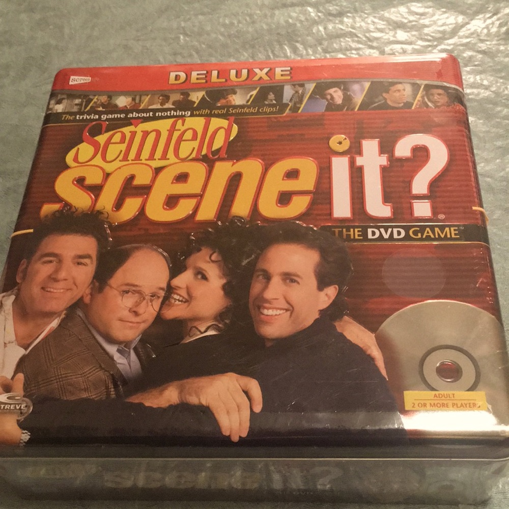 Seinfeld Scene it Deluxe DVD Game NEW Sealed in collectors Tin & Seinfeld Tokens